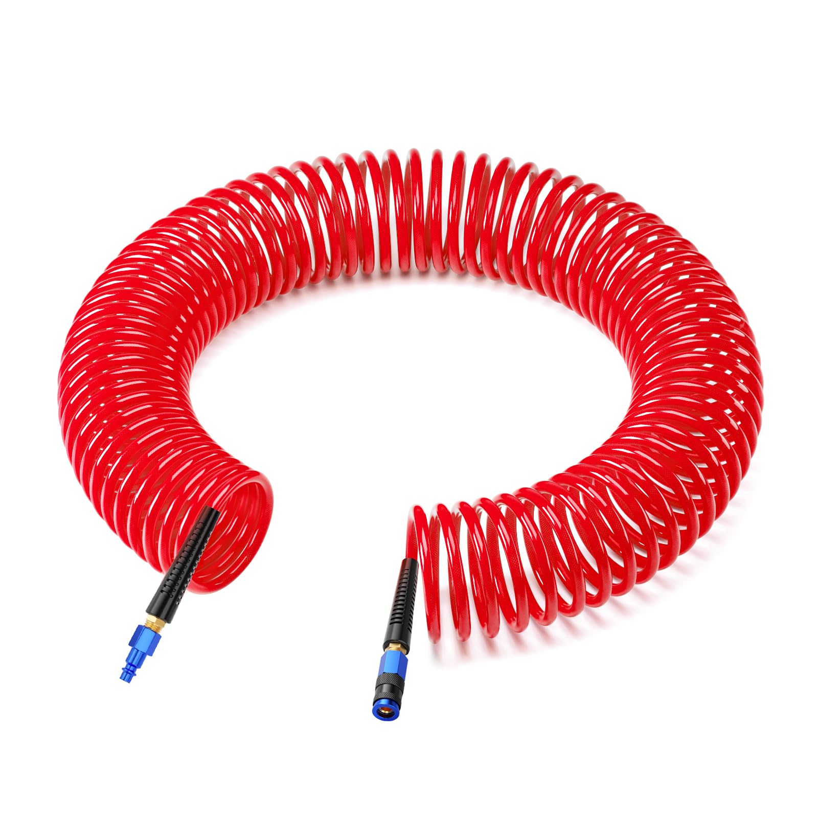 GASHER 3/8" 50FT Polyurethane Recoil Air Hose AMT Universal Coupler Red