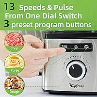 Vista 4 de Procesador de alimentos para cortar limón de 14 tazas, canal de alimentación grande, 13 velocidades y pulso, 3 programas, trituración de queso