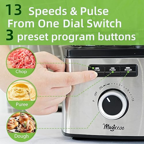 Miniatura 4 de Procesador de alimentos para cortar limón de 14 tazas, canal de alimentación grande, 13 velocidades y pulso, 3 programas, trituración de queso,