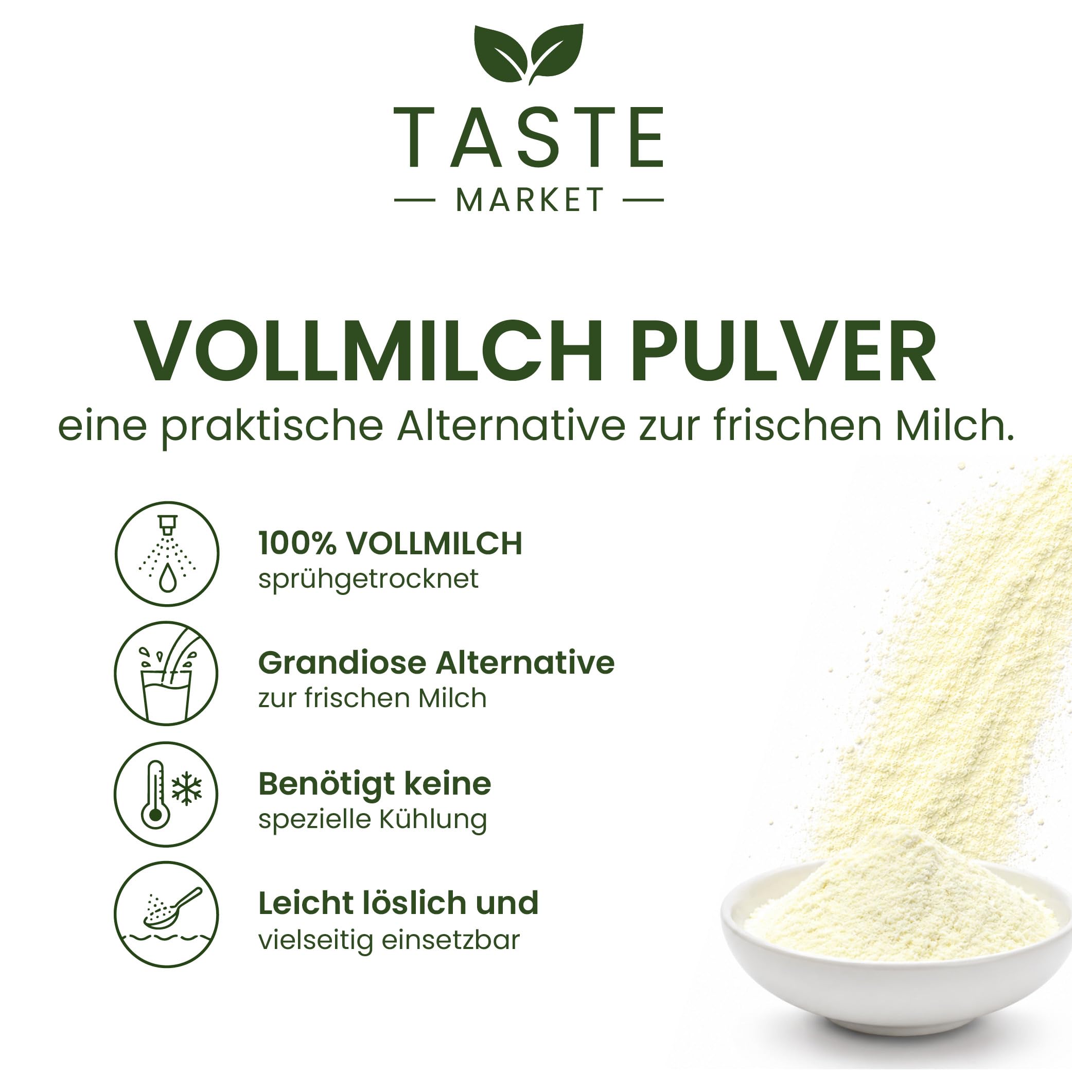 Vollmilchpulver 10 kg | 26% Fett | Trockenmilch sprühgetrocknet | Milchpulver Vollmilch | Ideal für Reisen & Notfallreserve