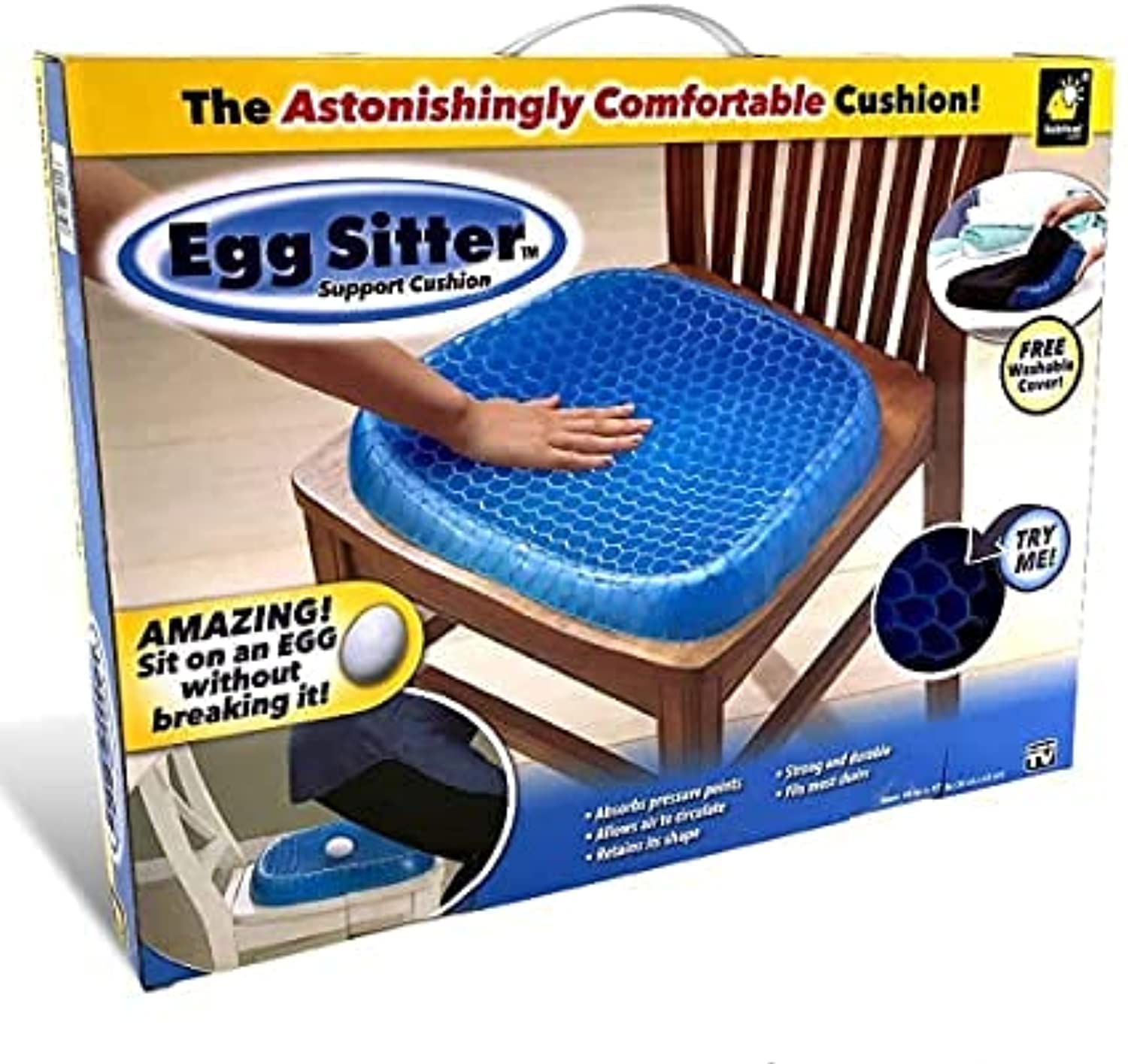 TWS Egg Sitter Egg Sitter Seat Cushion With Non-Slip Cover Breathable Honeycomb Design Absorbs Pressure Points, Blue