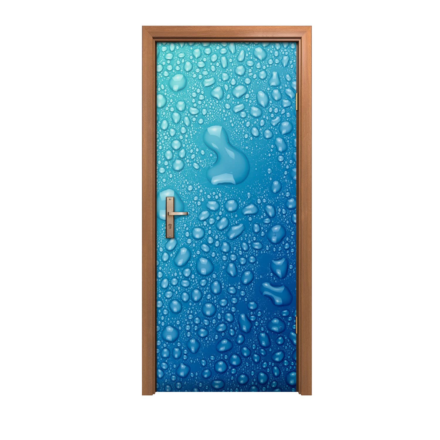 Autocollant de porte 90x200cm de décoration murale et sticker porte trompe l'œil gouttes d'eau