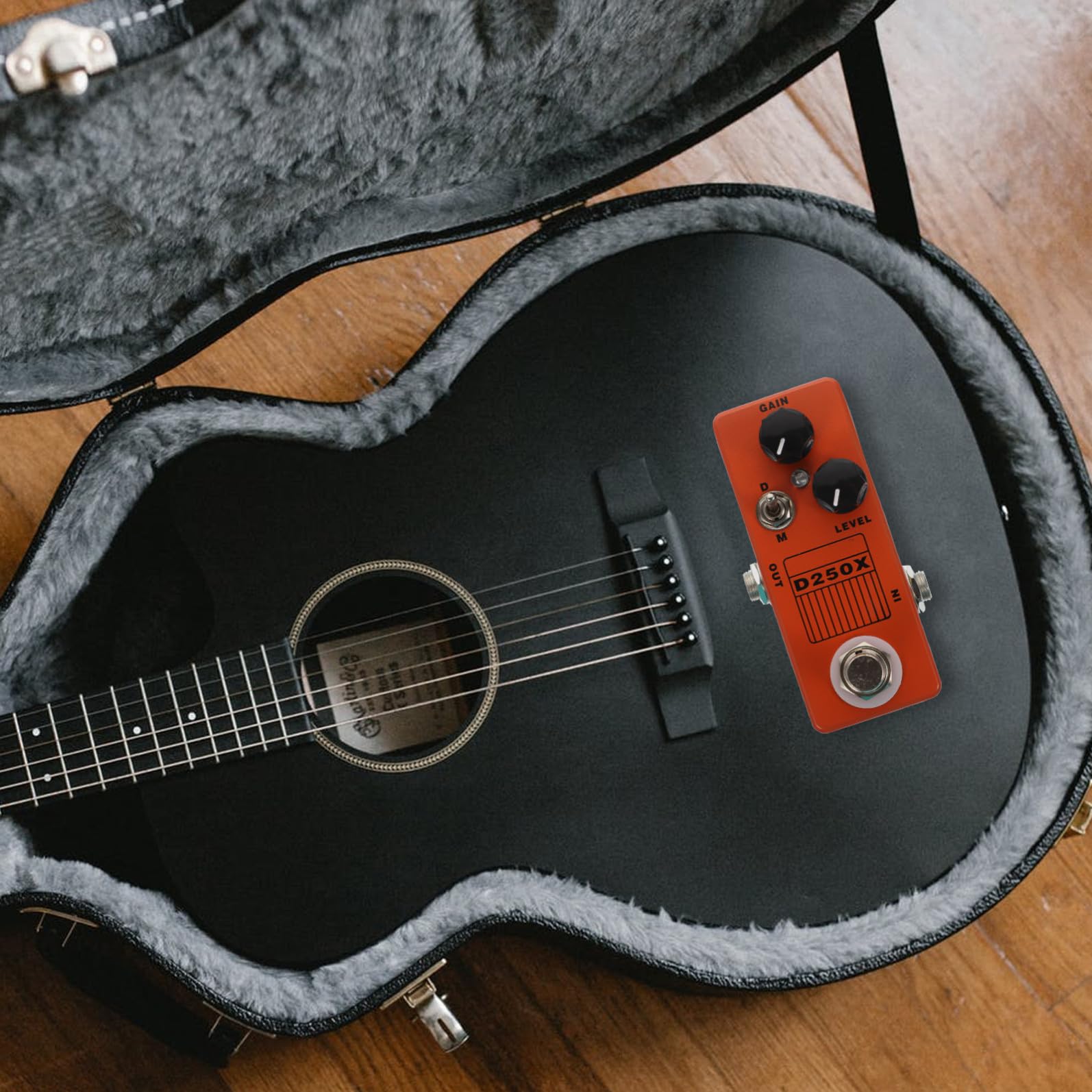 Pedale Effetto Distorsione per Chitarra Elettrica Arancione in Metallo True Bypass e Facile Sostituzione, per Pedalboard Musicale