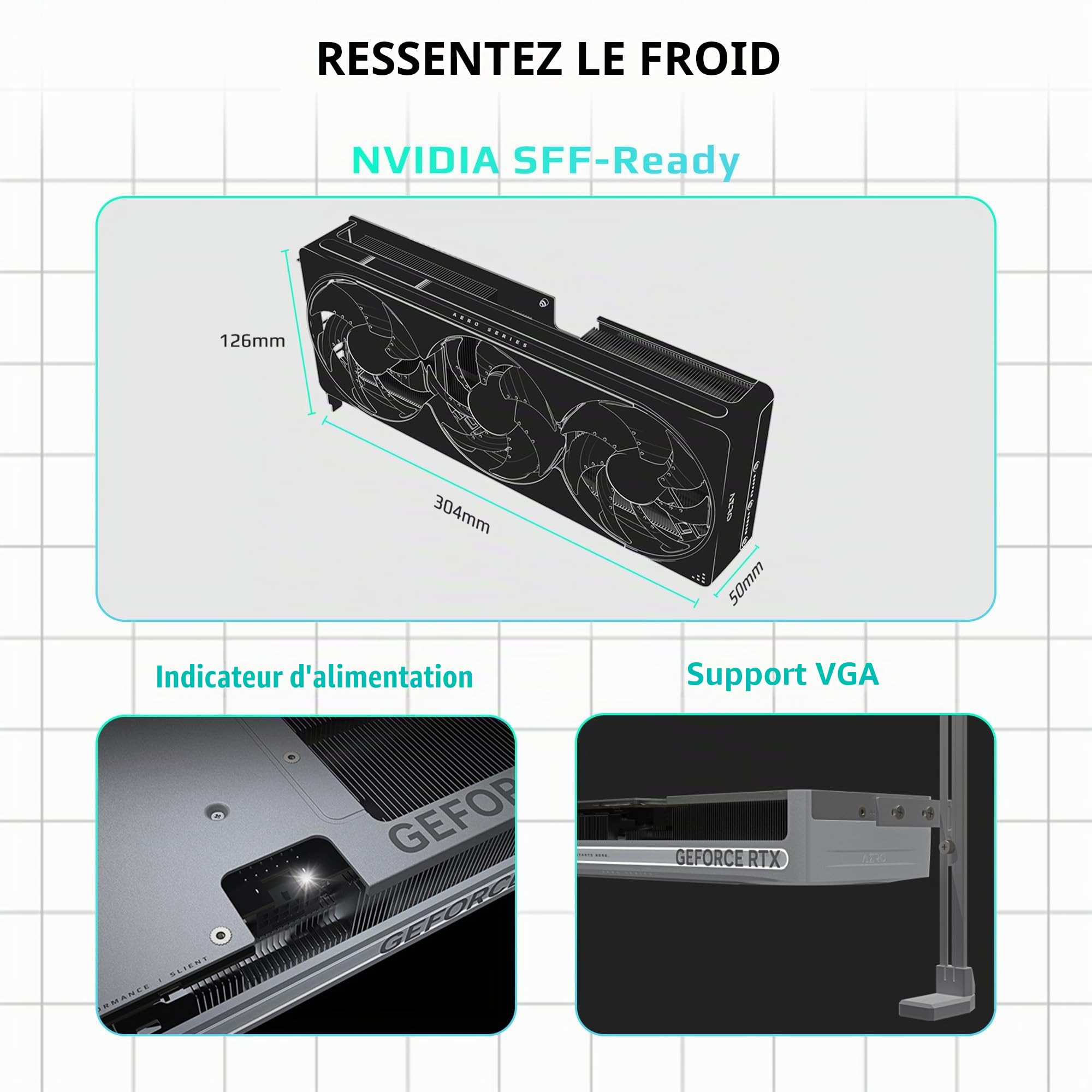 GIGABYTE GeForce RTX 5080 Aero OC SFF 16G Carte Graphique WINDFORCE Système de Refroidissement 16 Go 256 Bits GDDR7, GV-N5080AERO OC-16GD, Compatible avec Ordinateur de Bureau