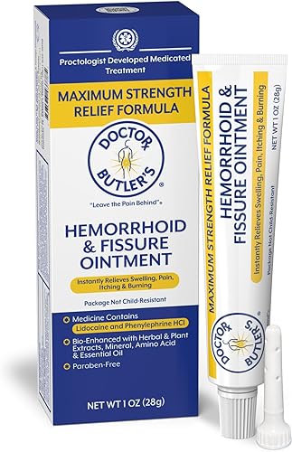 Doctor Butlers Ungüento para hemorroides y fisuras - Tratamiento para hemorroides con lidocaína aloe vera aminoácidos aceites esenciales crema para