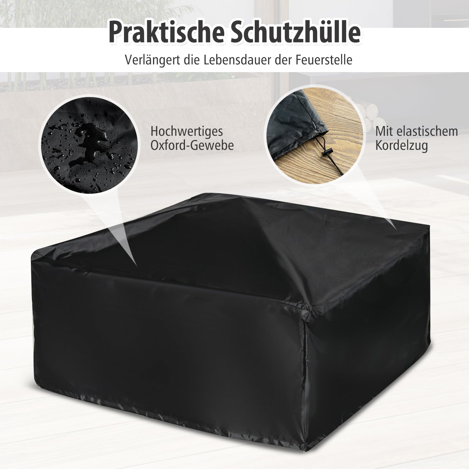 COSTWAY Palenisko z rusztem, palenisko 3 w 1, z ochroną przed iskrami i hakiem pogrzebowym, do ogrodu, na zewnątrz, 81 x 81 x 50 cm, Fire Pit do ogrzewania, grilla i pikników (kolor szary)