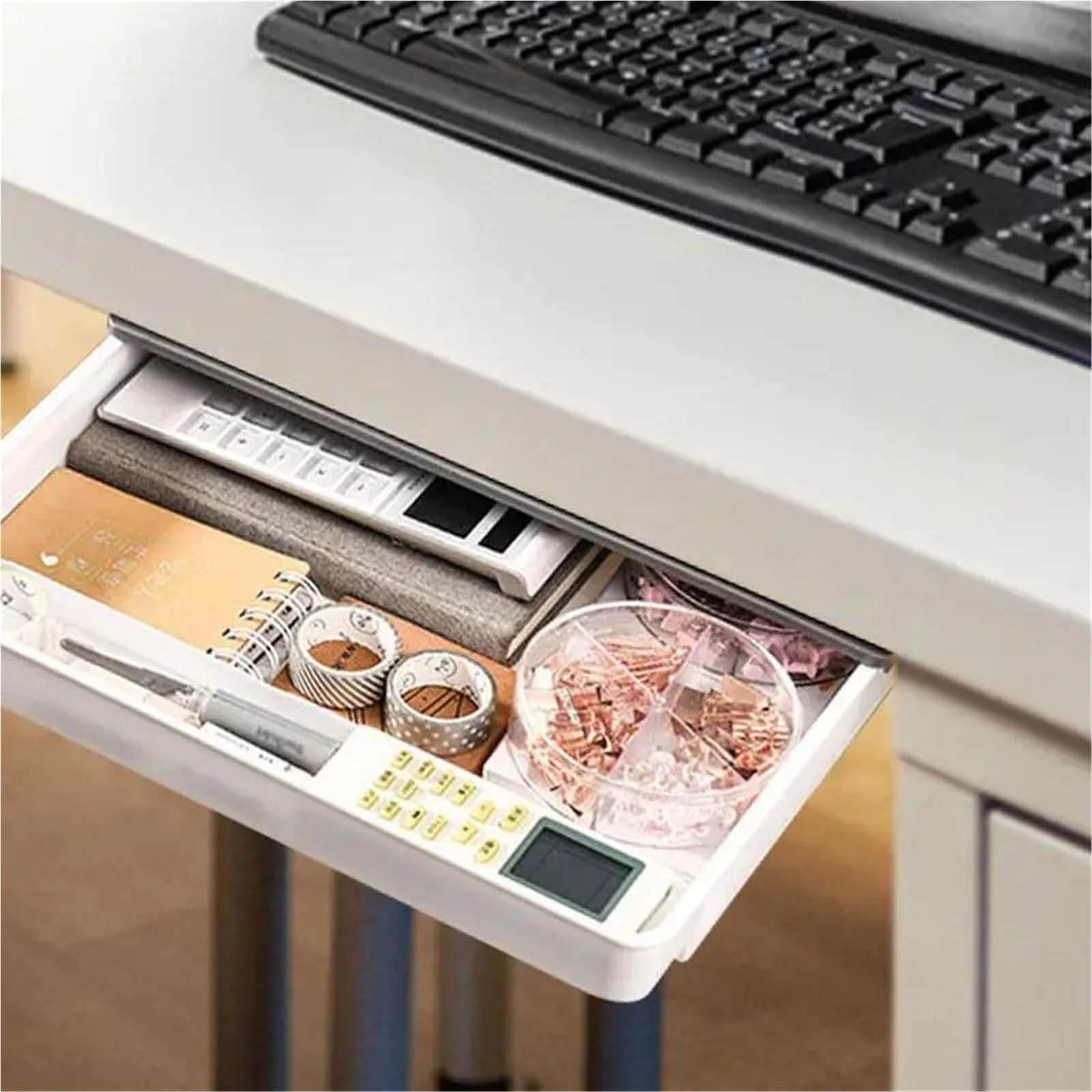 Organizer for cassetti sotto la scrivania in plastica | Multicolor: organizzazione dell'ufficio e della scrivania di casa(White and Gray M)