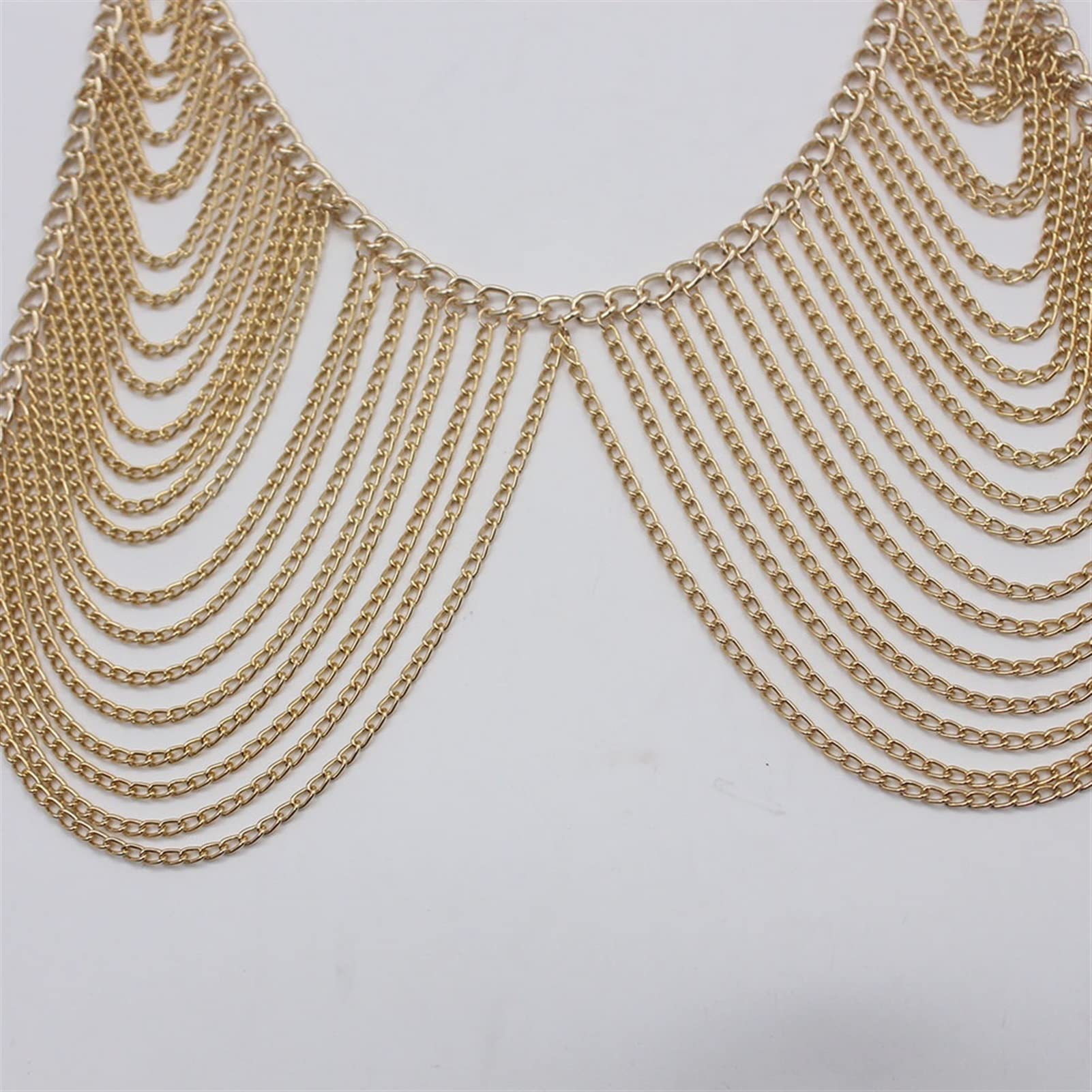 Chaînes de Corps Accessoires de chaîne pour Femmes Bijoux Multicouches Collier de Poitrine Harnais Convient à la Plupart des Personnes à Porter Lien (Une Couleur Argent)