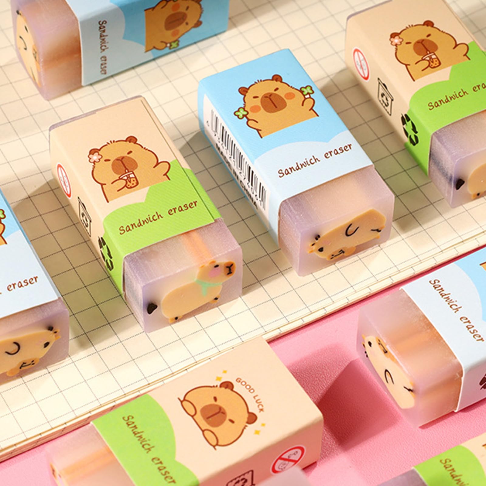 36 gomme colorate per cancellare a forma di animale, per studenti, bambini, aula, ricompensa, PVC, gomma morbida