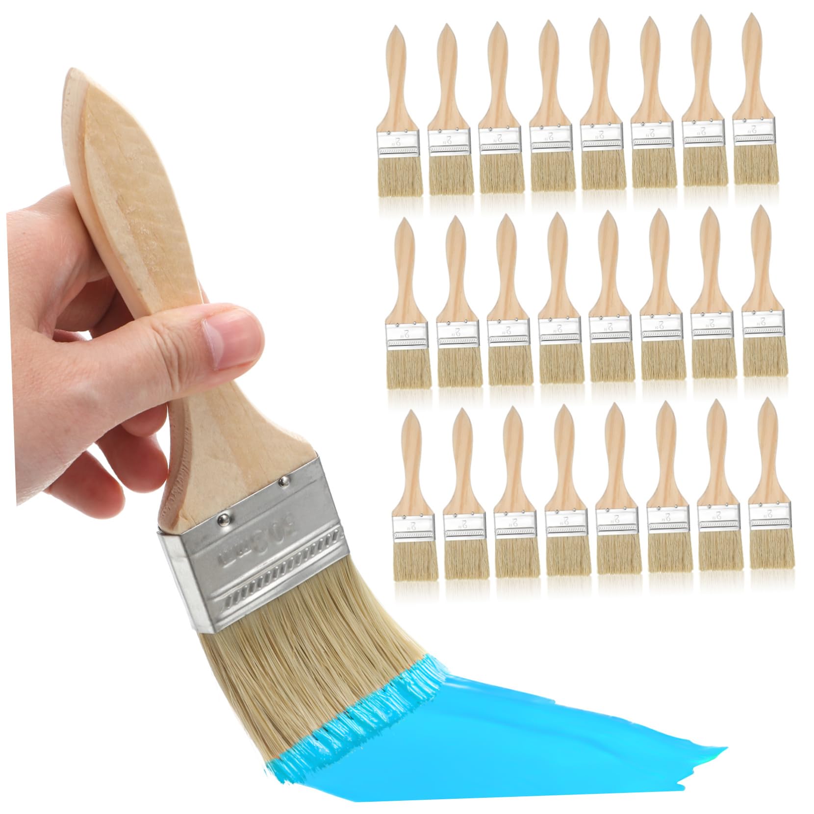 Hemobllo 30 Pezzi Pennelli Pittura Legno Spesso Pennelli Piatti Antigoccia per Vernice Olio e Smalti Set Applicatori Precisione per Mobili e Casa