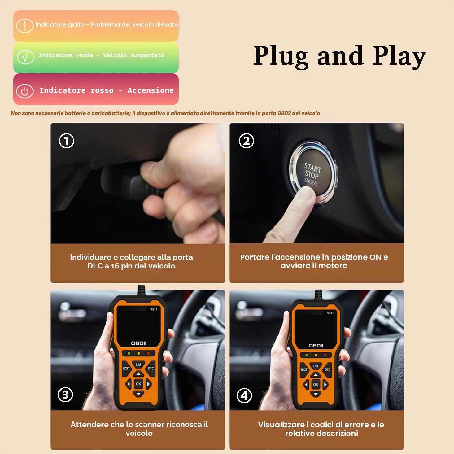 Diagnosi Auto OBD2 per Jeep Compass 2017 2018 2019 2020 2021 2022 2023 2024, Lettore di Codici Motore, Lettura e Cancellazione dei Codici di Errore, Supporto Multilingua, Uso Semplice