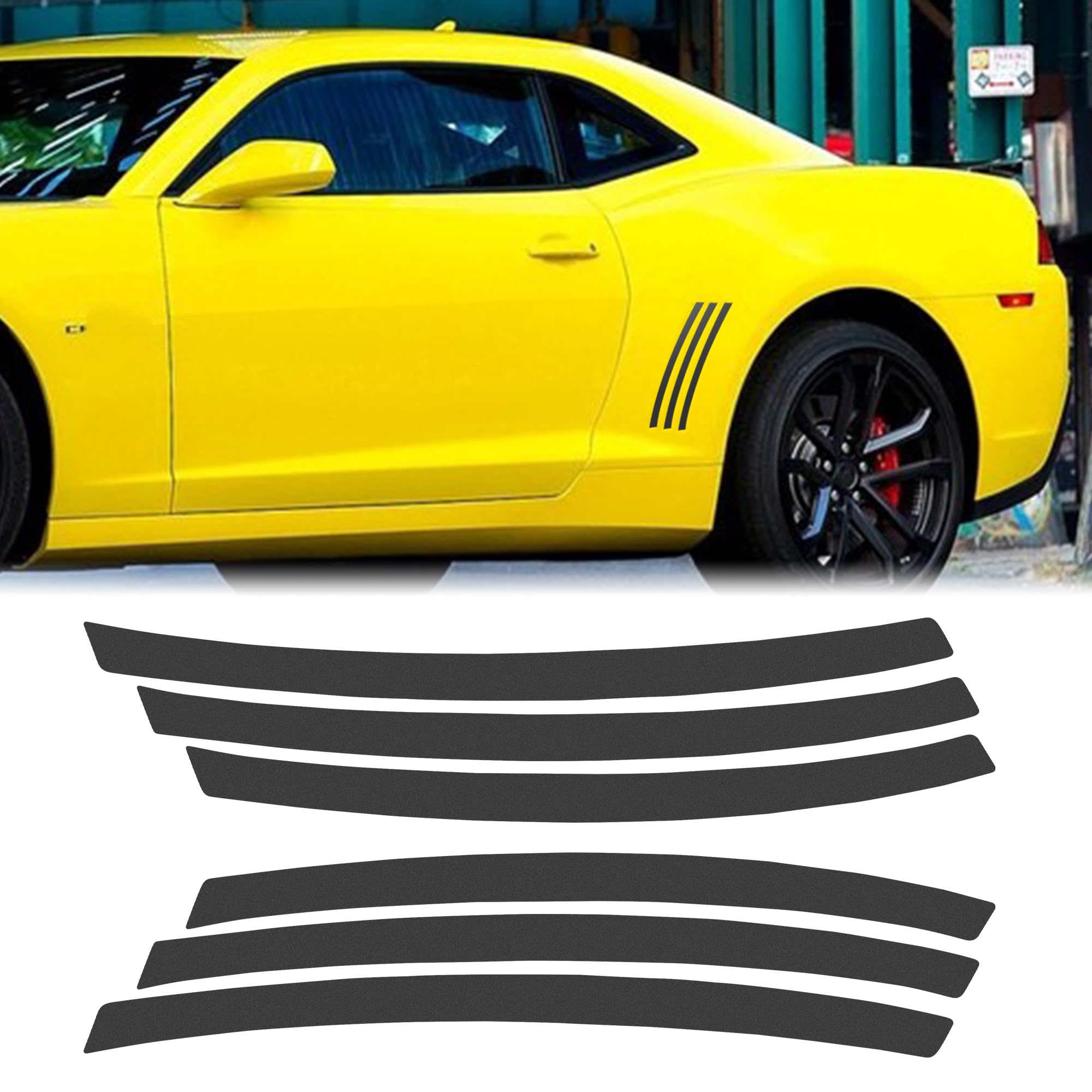 TOMALL 6pcs Car Side Vent Insert Stripe Vinyl Stickers Compatible with Chevrolet Camaro 2010-2015 Inlay Side Vent Gill Decals for Car (Matte Black)