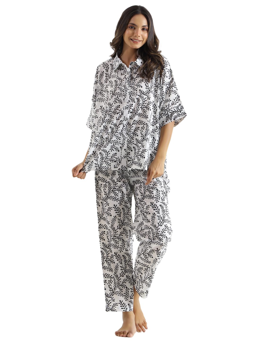 SAY Night Suit for Womens Cotton Top and Pyjama Night Suit Set Lounge Wear Night Dress for Women – Green SAY Night Suit for Womens Cotton Top and Pyjama Night Suit Set Lounge Wear Night Dress for Women – Green