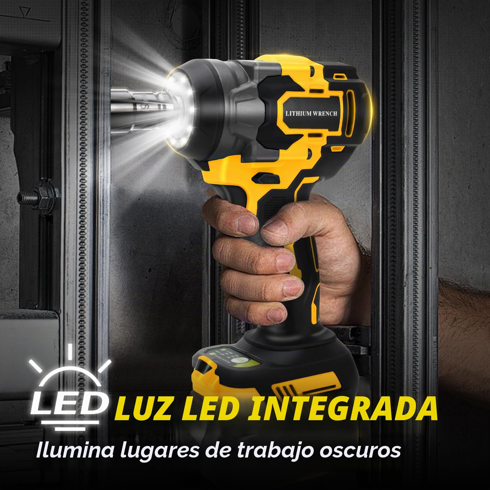 Llave de Impacto Inalámbrica Brushless compatible con Dewalt 18 V 20 V | (sin batería) 1/2" Llave de Impacto Eléctrica Destornillador de Impacto Casquillos llave de impacto