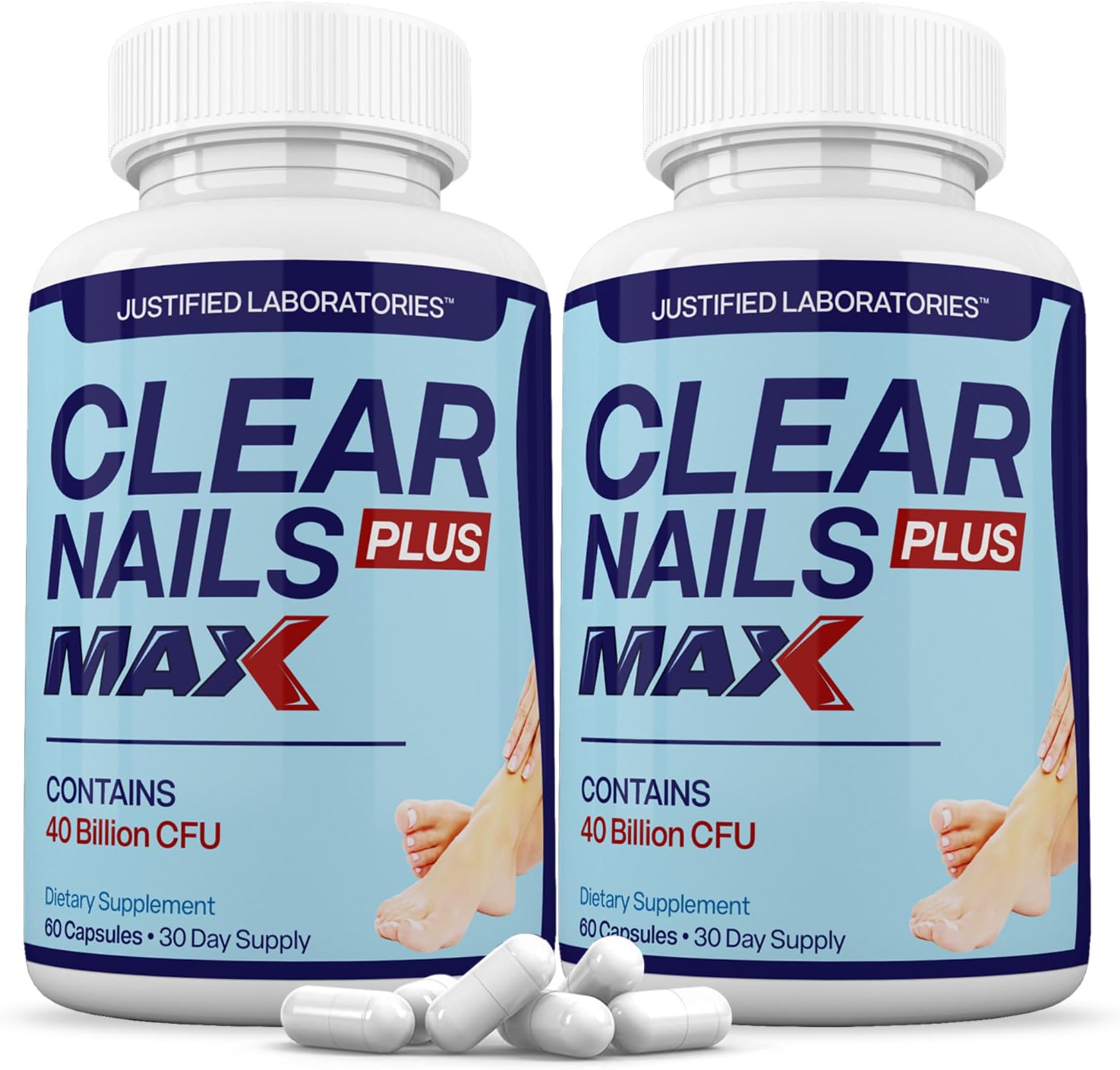 Justified Laboratories Clear Nails Plus Max - 60 Capsules - Probiotic Formula with 40 Billion CFU - 60 Servings