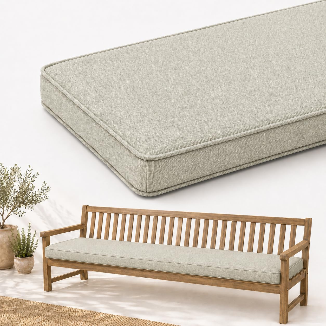 AZMAHT Linen Bench Cushion Indoor - Comfort Seat Pad for Dining Bench Window