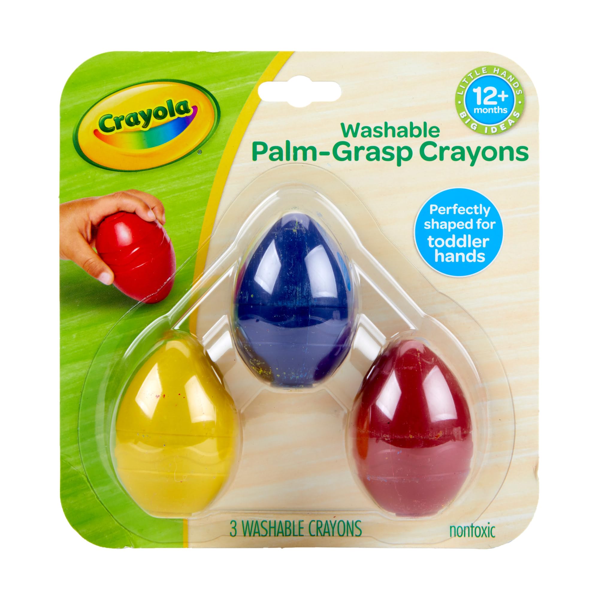Crayola My First Palm Grip Crayons, 3Ct, Coloring For Toddlers