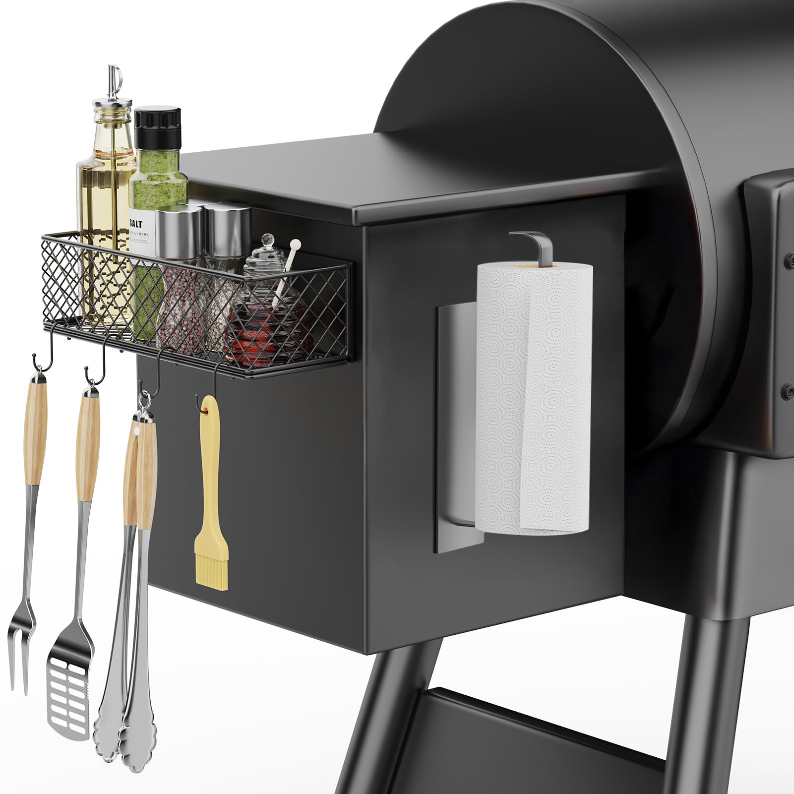 Ormeli 1 Pack Magnetic Storage Bin for Traeger with Paper Towel Holder