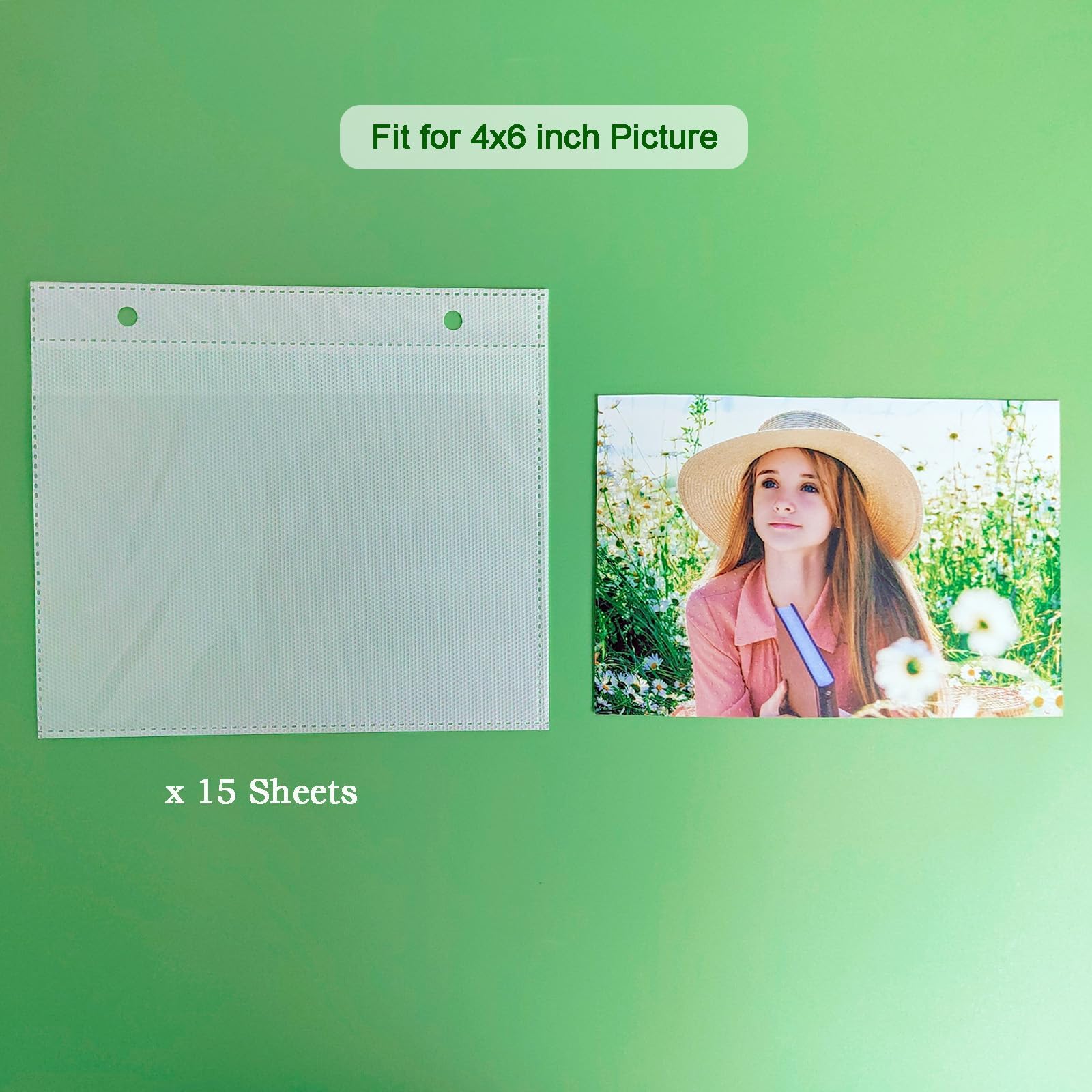 ZEEYUAN 15 Sheets of Horizontal 4x6 Photo Album Inner Photo Sleeves/Total of 30 Pockets for 4x6 Pictures, Horizontal