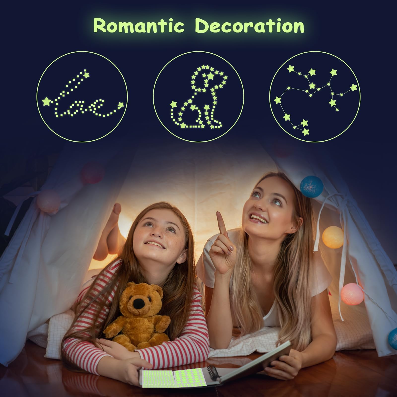 Plafond Etoile Fluorescente, 452 pièces Etoiles Phosphorescentes, Fluorescents ciel étoilé Stickers, Chambre Enfant Lumineuses Autocollants Stickers pour Fille Garcon Plafond Décoration