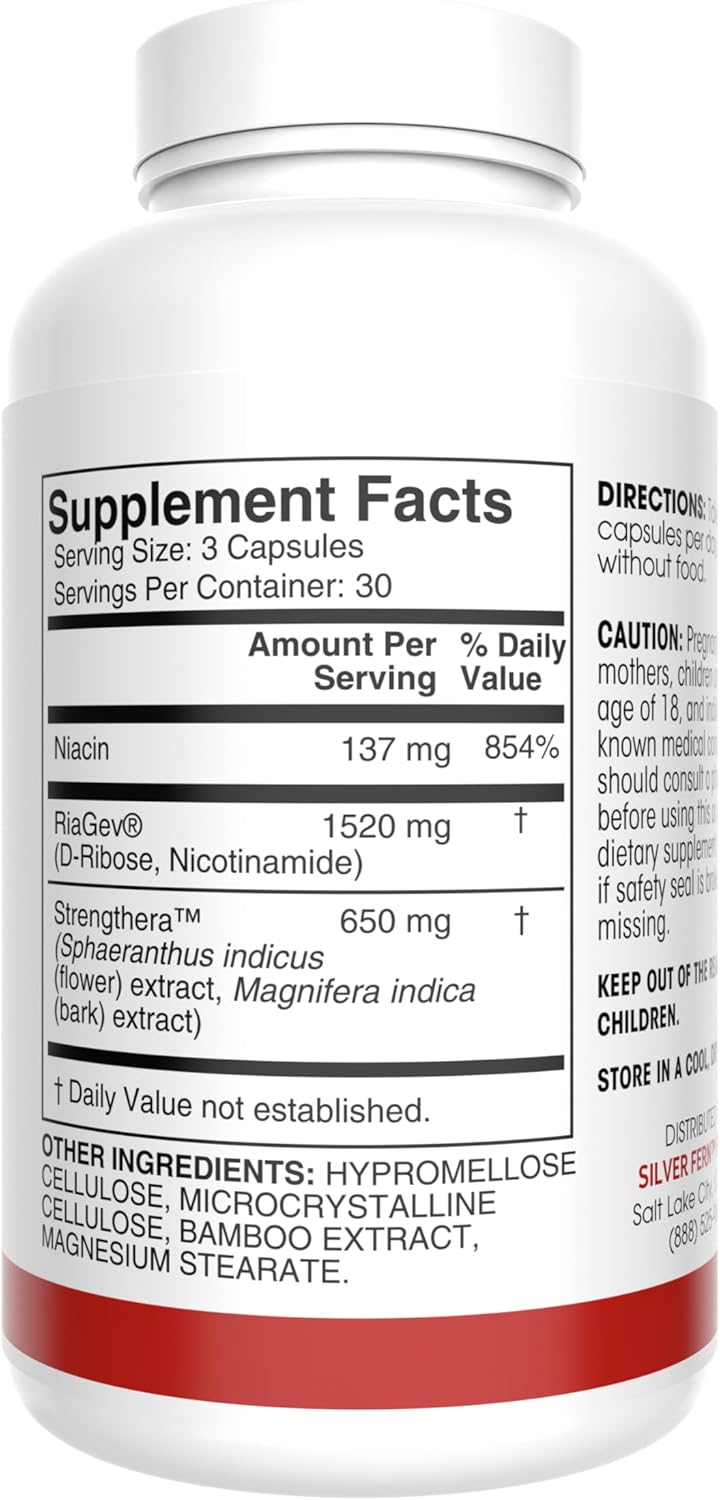 Silver Fern Build (1 Pack) – RiaGev + Strengthera™ – Niacin & Botanical Extracts – 90 Capsules (30 Servings) – Supports NAD+ Levels, Energy Metabolism & Muscle Function – Vegan Formula