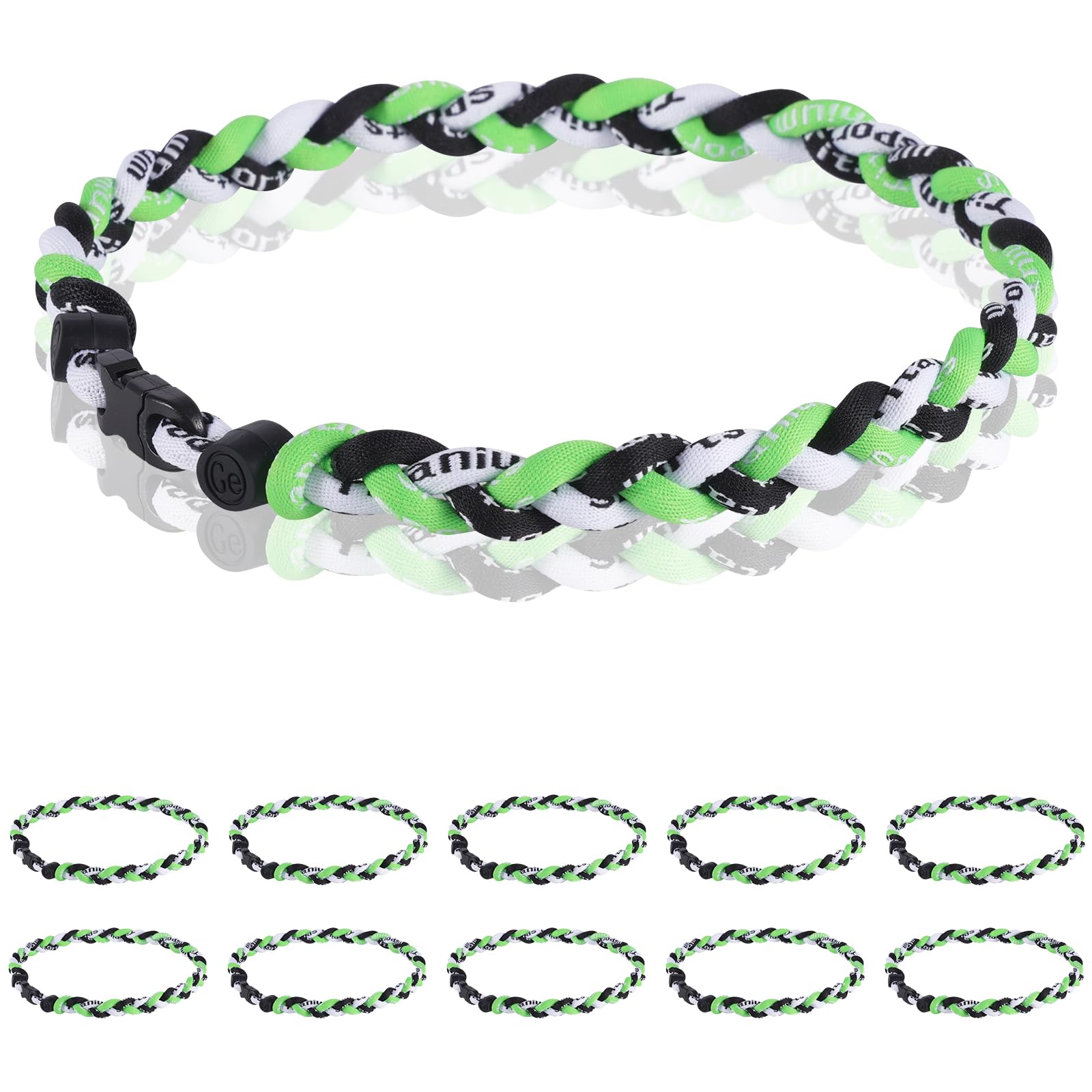12 Pack Baseball Necklace 18inch, Team Gift for Baseball Funs, Three Braided Titanium Tornado Rope Design, with Muti - Color for Pick