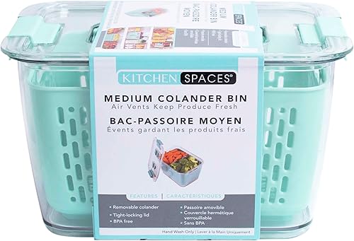 Miniatura 4 de Kitchen Spaces Organizador apilable de almacenamiento de alimentos de doble colador para refrigerador, congelador y despensa, 8.8 x 6.8 x 3.9 Verde