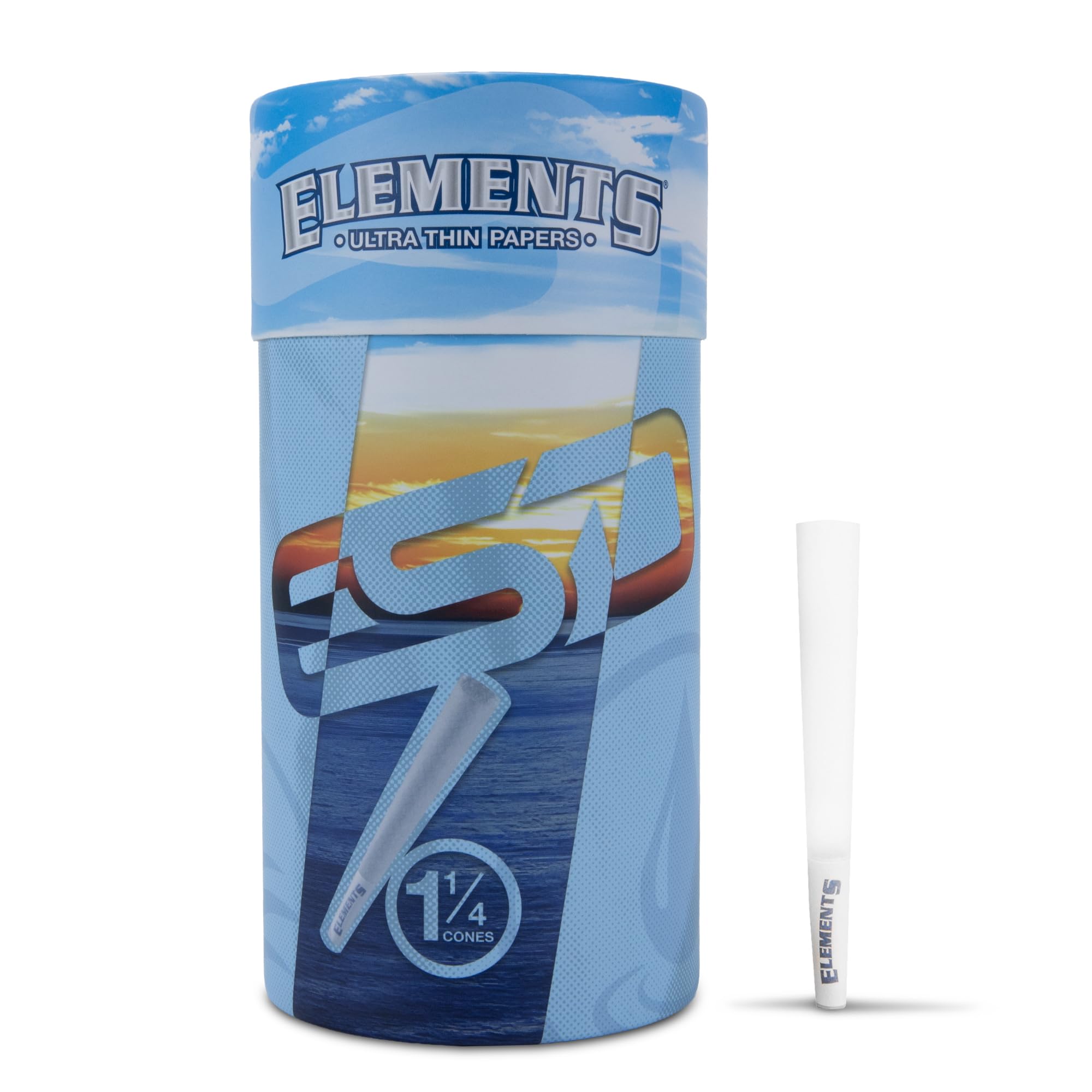 Elements Ultra Thin Rolling Paper Cones 1 1/4 | 100 Pack | Pre Rolled with Tips and Packing Tubes Included