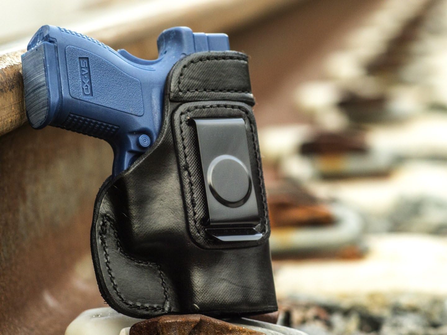 OUTBAGS USA LS2P2K (Black-Right) Full Grain Heavy Leather IWB Conceal Carry Gun Holster for Heckler & Koch H&K P2000. Handcrafted in USA.