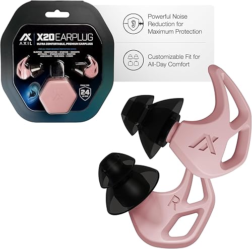 Miniatura 9 de AXIL Tapones para los oídos con reducción de ruido X20, color azul, protección auditiva de ajuste personalizable para dormir, festivales, eventos