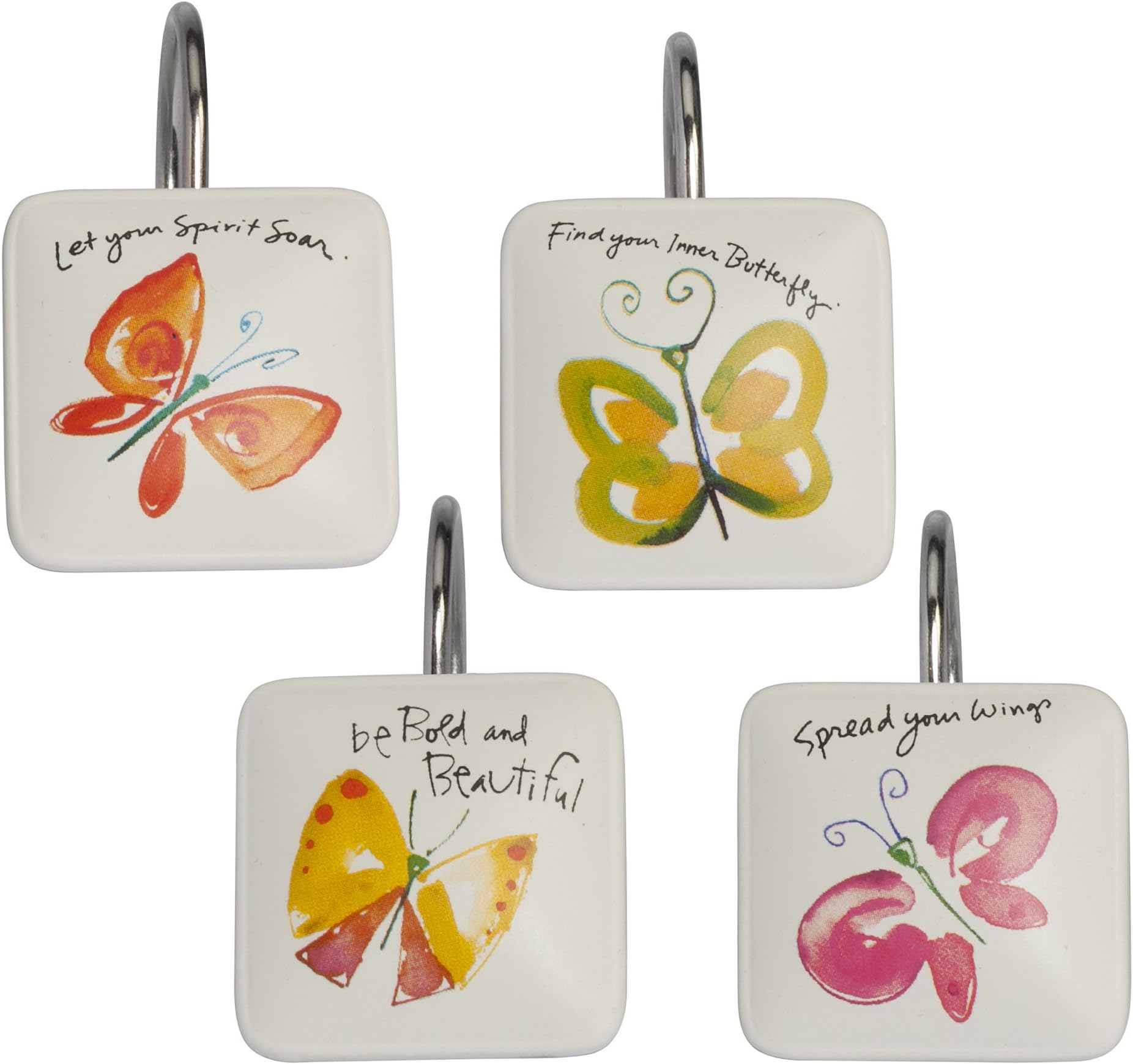 Kathy Davis Flutterby Shower Curtain Hooks, Resin