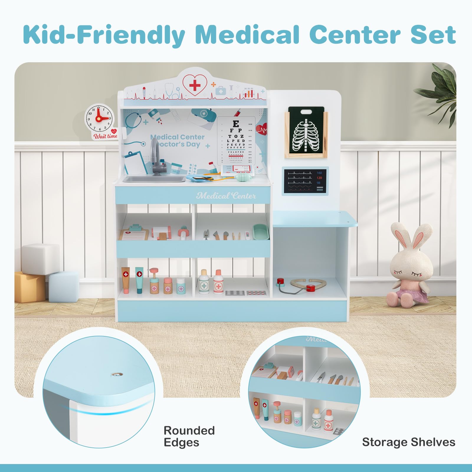 Amazon.com: HONEY JOY Kids Wooden Doctor Play Set, 2 In 1 Checkup