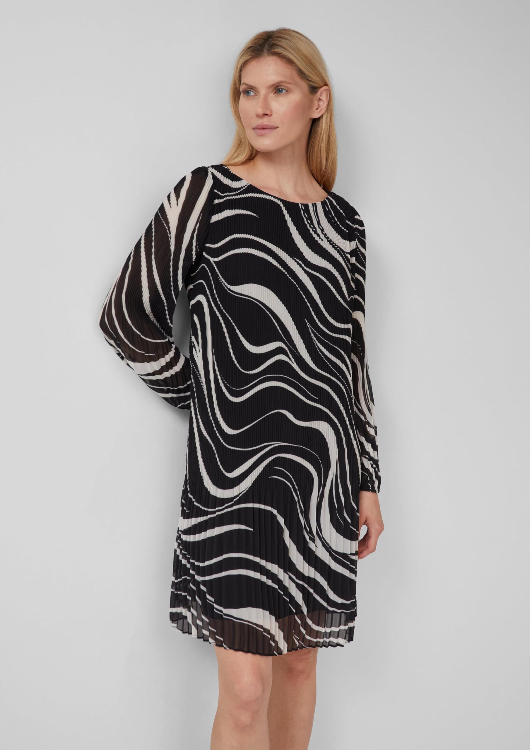 s.Oliver Schwarz LABEL 2167247 Abito Plissettato, 99A3, 54 Donna