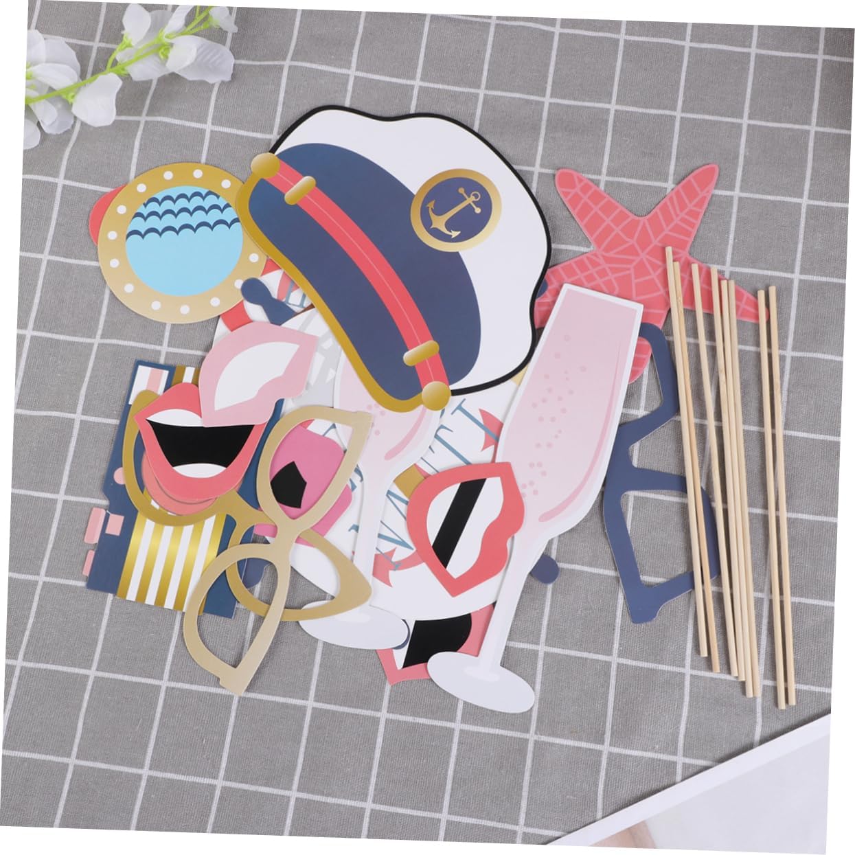 KOMBIUDA Selfie Props Photo Booth Kit 20pcs Navigation Theme Photo Props for Party Accessories