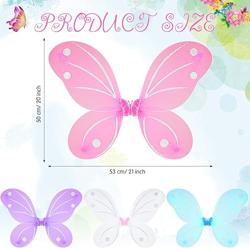 Miniatura 2 de Juego de 24 alas de hada, mariposa y ángel, alas de mariposa para niñas, coloridas varitas de hadas para niños, fiesta de disfraces, Halloween,