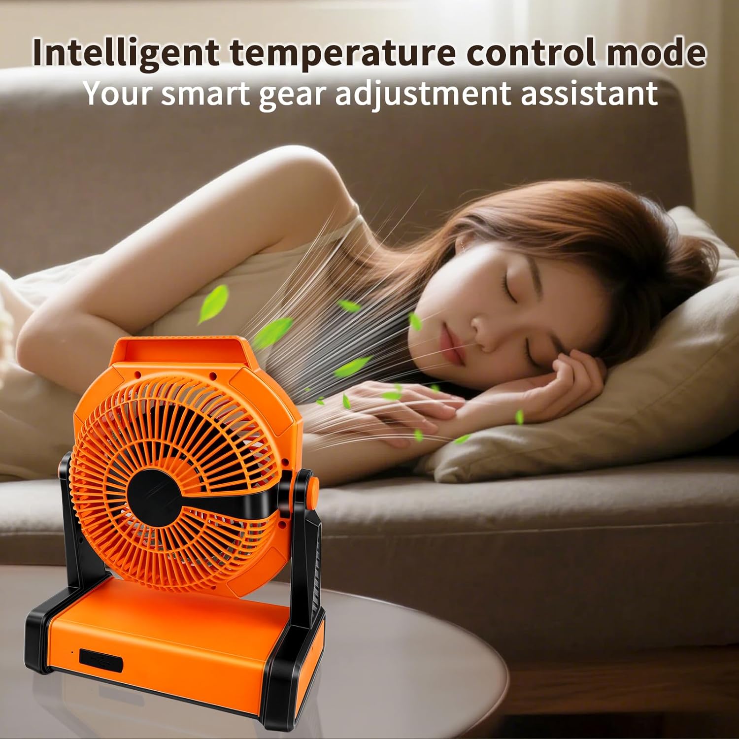 22500mAh Voice-Activated Camping Fan, Portable Rechargeable Fan, Battery Powered Fan with LED Lantern, Intelligent gear adjustment, Battery Operated Ventiladores for Travel, Tent, Fishing, Jobsite, RV