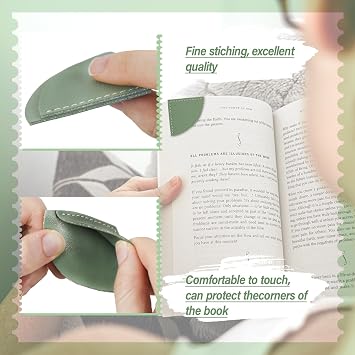 Leather Corner Bookmark, Wayzton 6 Pcs Fan-Shaped Page Book Marks for Women, Kids, Book Accessories for Reading Lover, Cute Handmade Book Reading Gift for Book Lovers