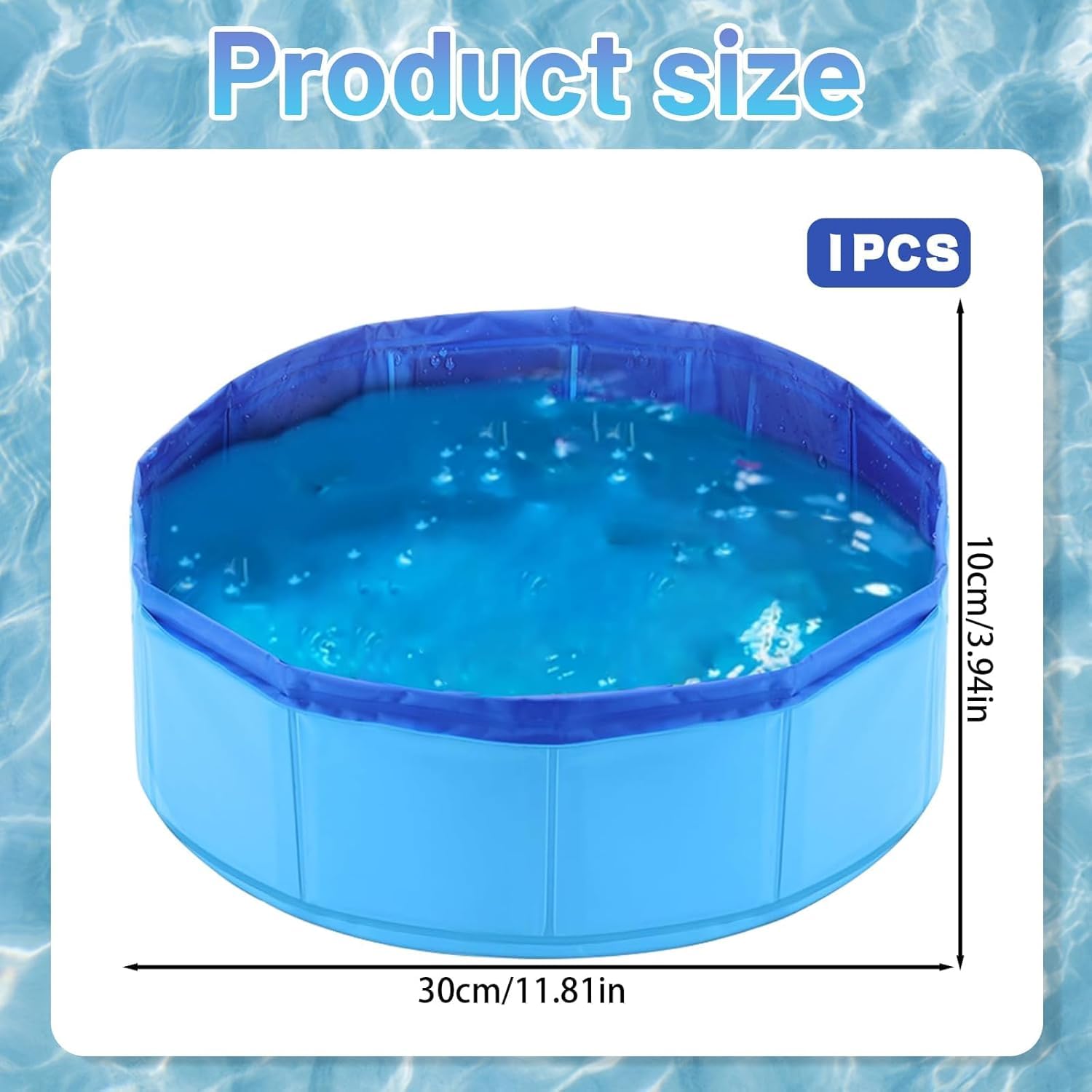 Piscina Plegable para Perros, Piscina para Mascotas Perros, bañeras para Perro portátil, 30 x 10 cm – Ideal para baño y Juego