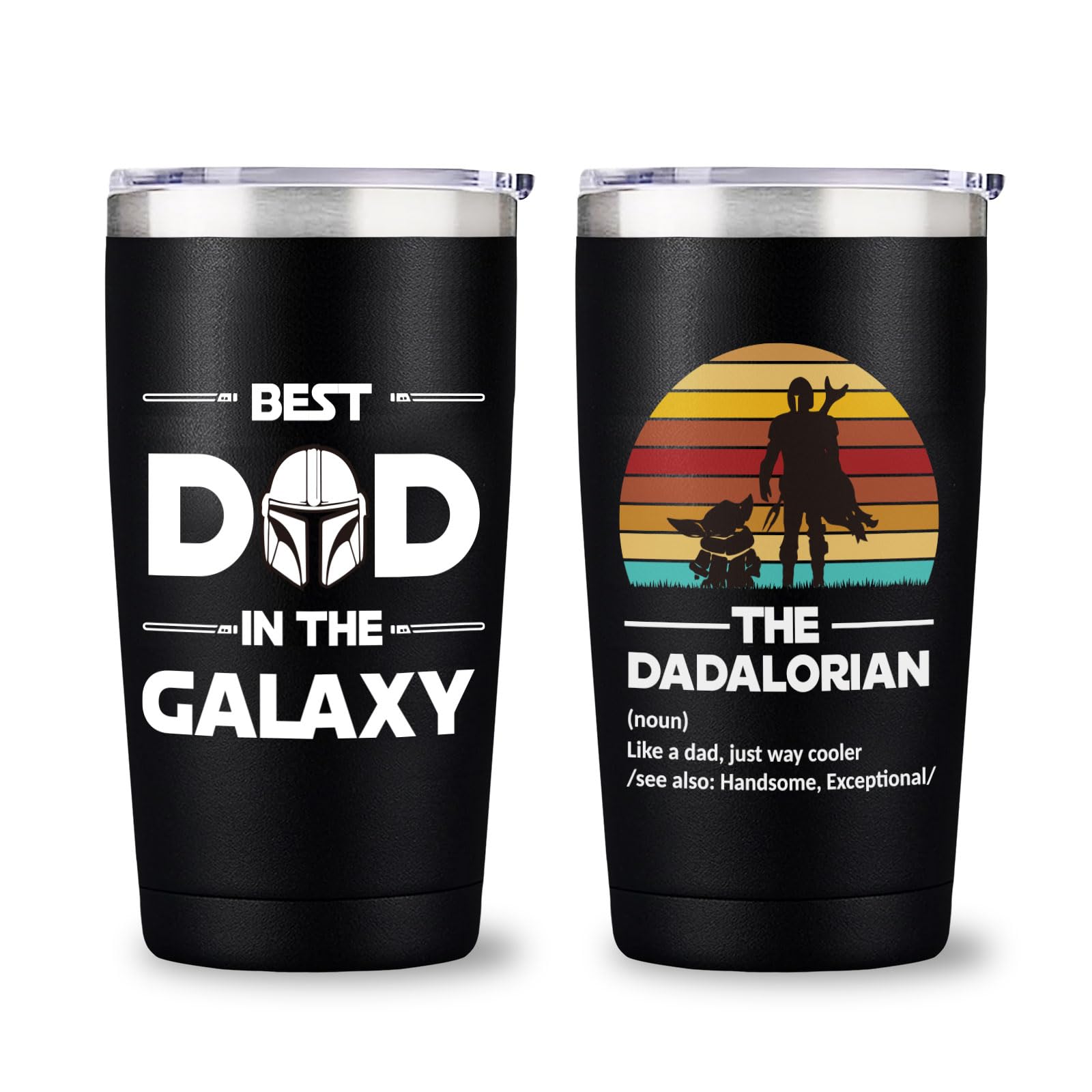 Arsemica Birthday Gifts for Dad from Son Daughter, Funny Tumbler with Lids and Straws for Father, Best Dad in The Galaxy Tumbler, 20 OZ Cups Keep