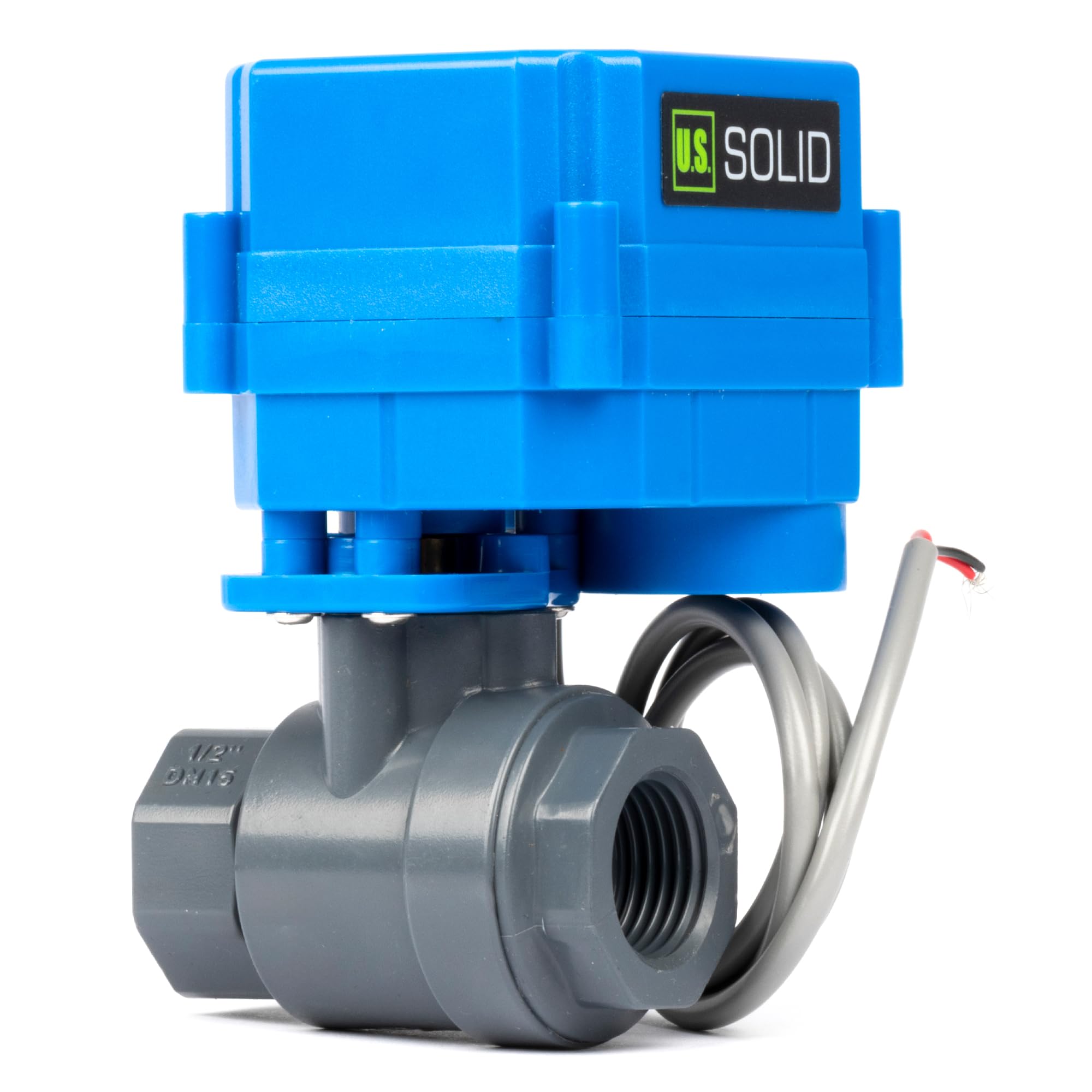 U.S. Solid Zmotoryzowany zawór kulowy UPVC 1/2" – elektryczny zawór kulowy z tworzywa sztucznego z pełnym portem, automatyczny powrót 2 przewody, 85-265V AC, normalnie zamknięty