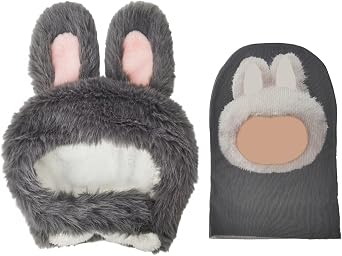 Plush Bunny Hat with Full Face Mask, Cosplay Accessories Compatible with LABUBU Style for Halloween Easter Christmas Party