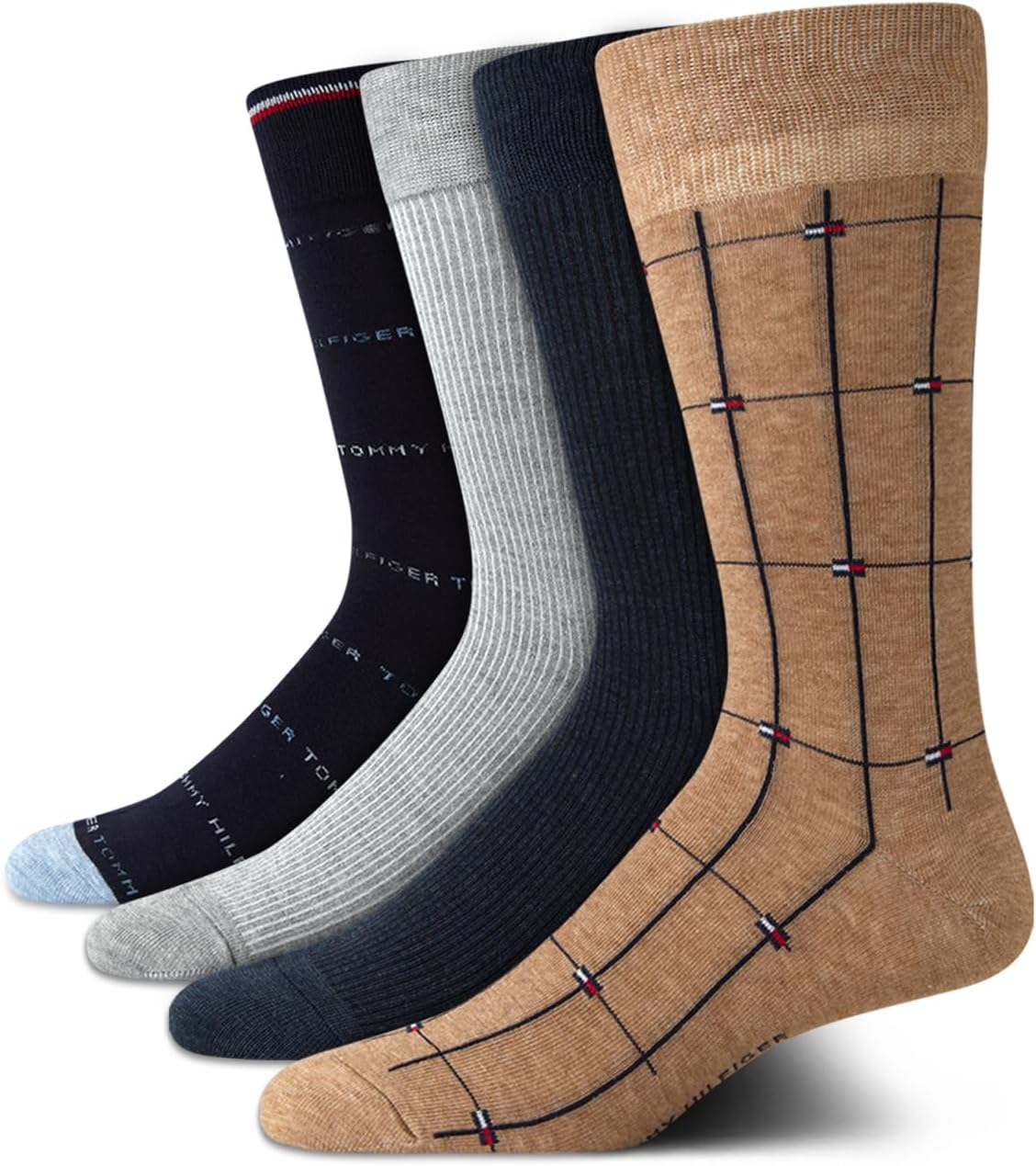 Tommy Hilfiger Mens Dress Socks - 4 Pack Lightweight Everyday Crew Work Socks for Men for Casual & Formal Wear