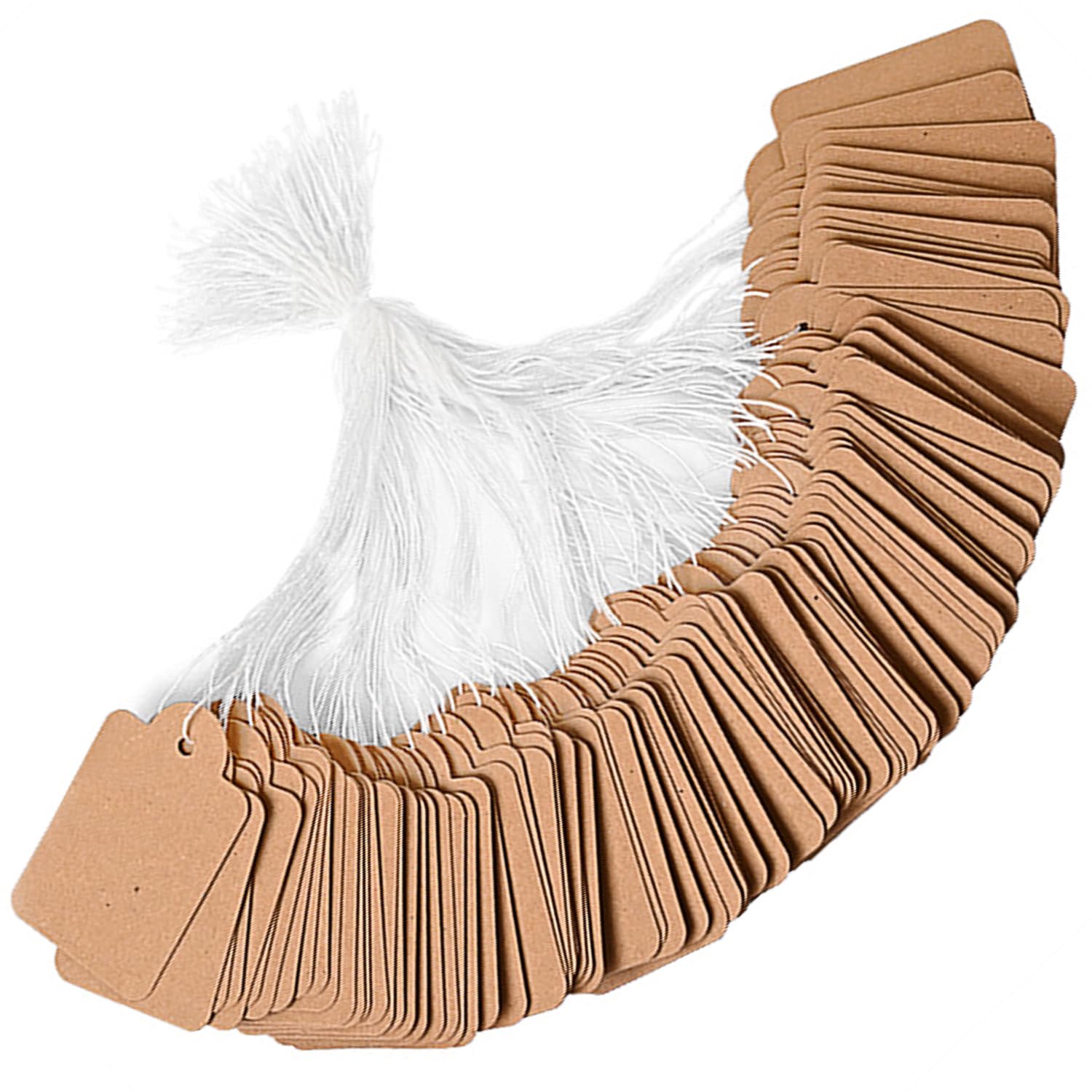 Pack of 200 Gift Tags with String, Small Writable Brown Kraft Price Paper Tags, Price Display Labels for Clothing Jewelry Christmas Gifts, 3.5 * 2.2 cm