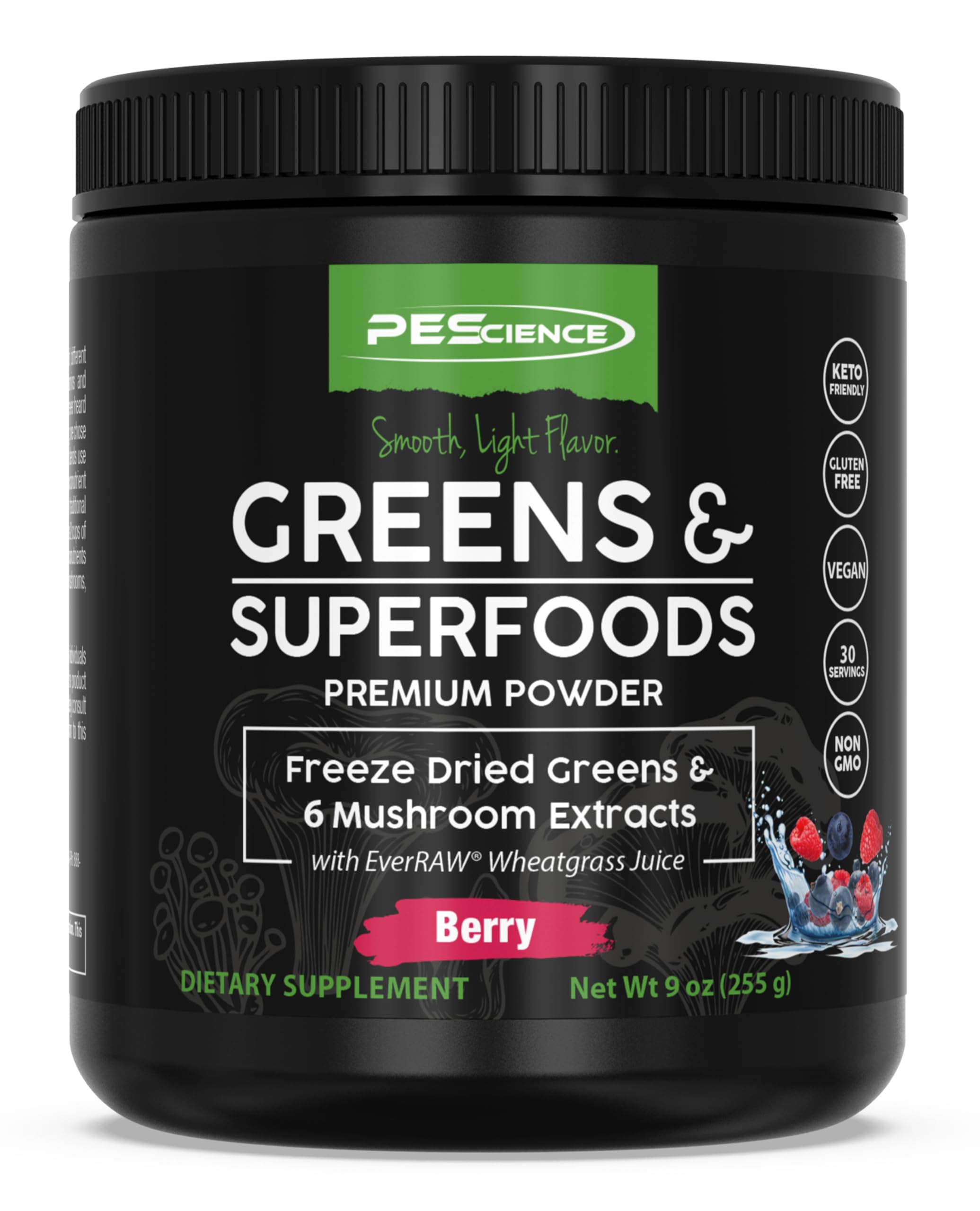 PEScience Greens Powder & Superfoods, Berry Flavor, 30 Servings