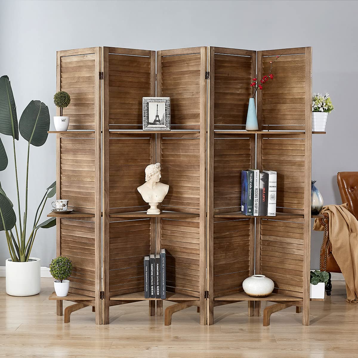 RHF Panel 5.6 Ft Tall Partition Wood Room Divider, Wood Folding Room