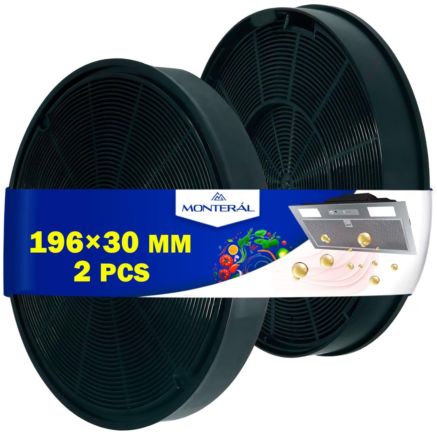 2 Piezas Filtro Carbon Activo para Campana Extractora 196 x 30 mm