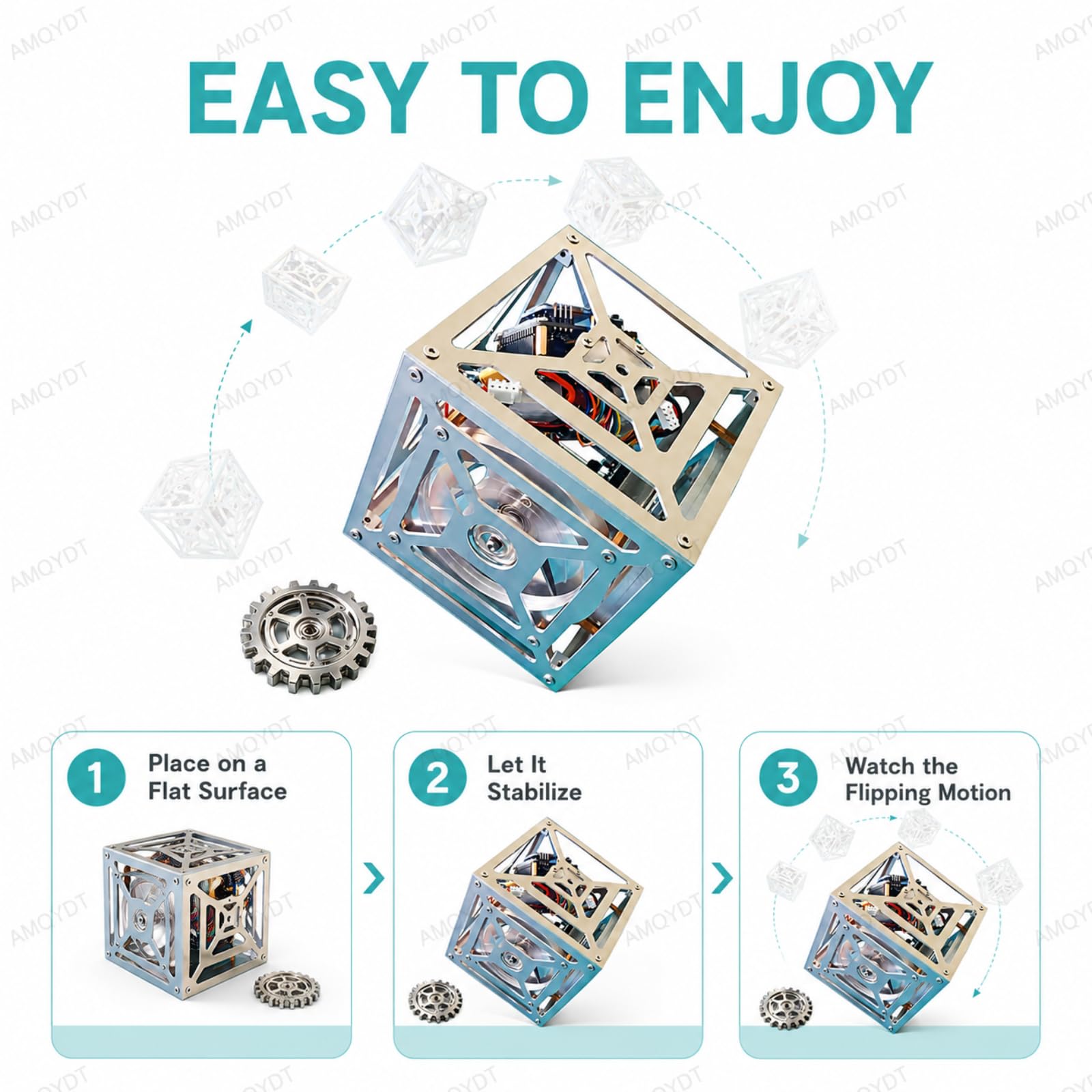 Cubo Autoequilibrado, Cubo Autoequilibrado Creativo DIY con Giroscopio Y Control De Rueda De Reacción, Giro En 4 Direcciones para La Enseñanza De La Física Stem