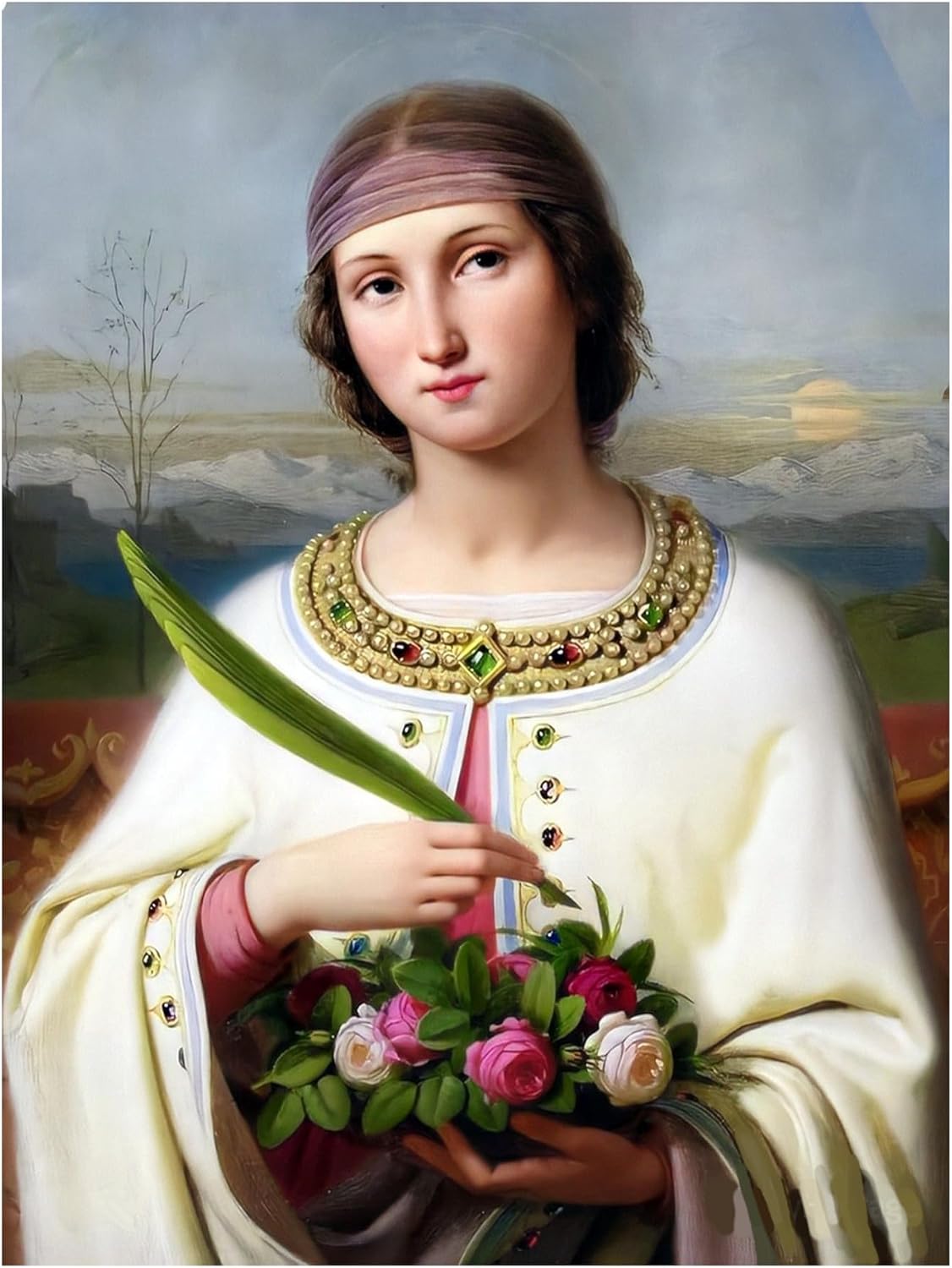St Dorothy altar, Saint Dorothy, st Dorothea icon, catholic prints, christian crafts, communion ideas, holy art (LARGE: 8.2x5.1 in (21x13 cm))