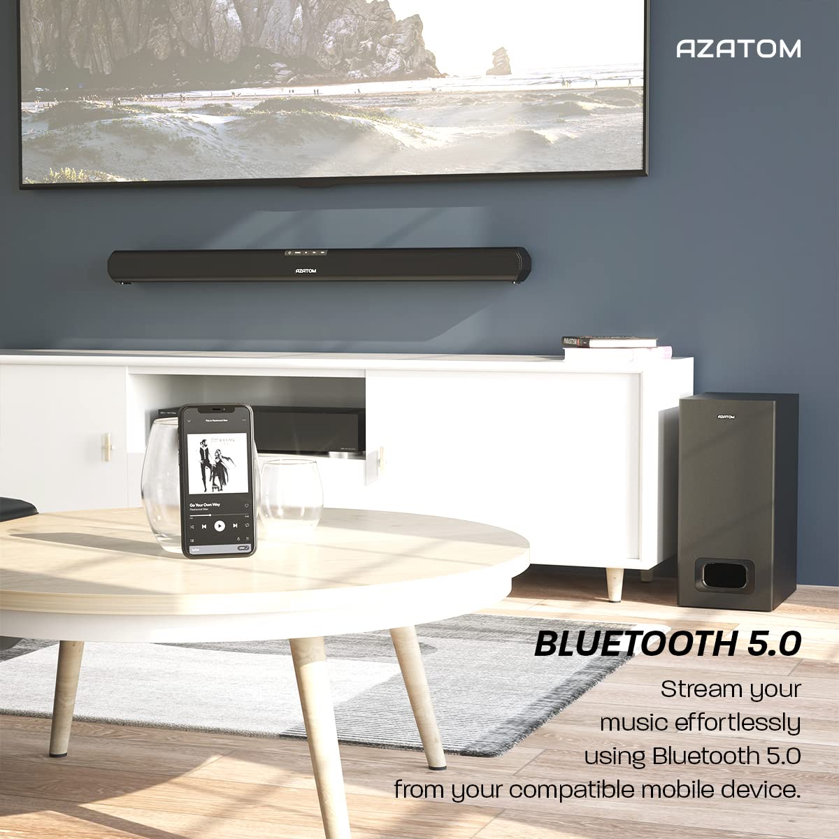 AZATOM Studio Eclipse Soundbar 2.1 With Built-in Subwoofer, Surround Sound, 180W Stream Wireless Bluetooth 50 Large Remote Controloptical~p44791365 - View #8