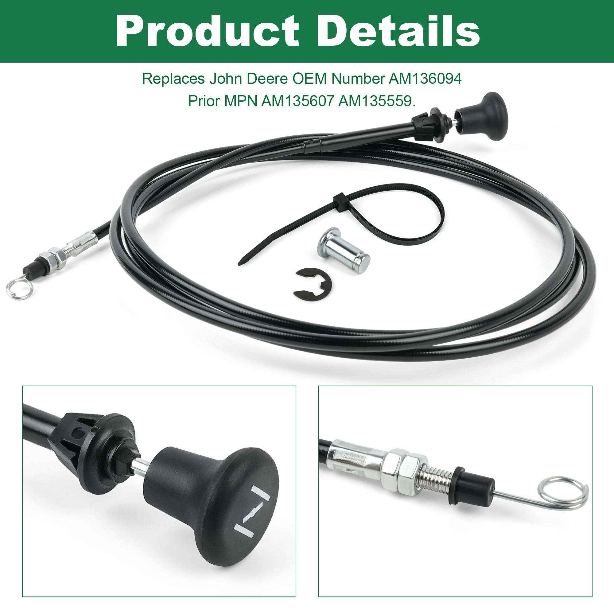 Amazon.com: Choke Cable Kit AM136094 Compatible with John Deere